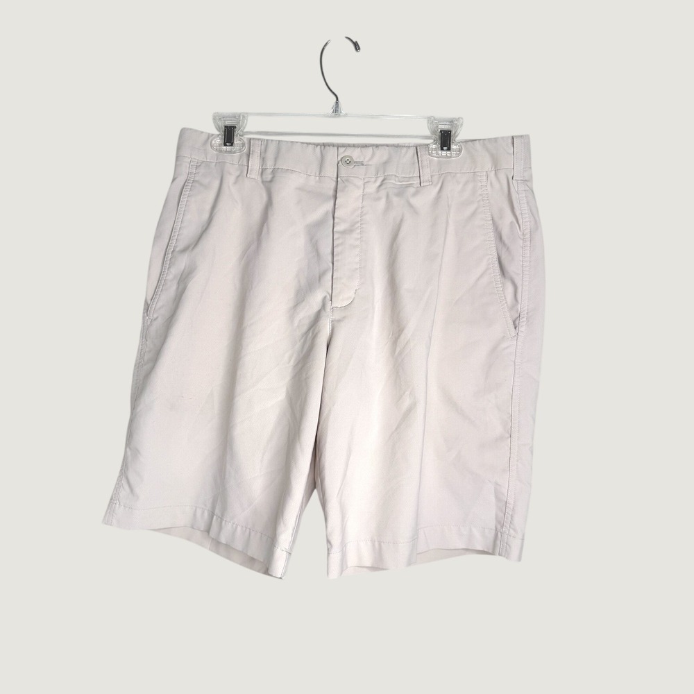 Nike Golf Fit Dry Shorts Mens 34 Tan Beige Flat Front Performance Athletic Golf